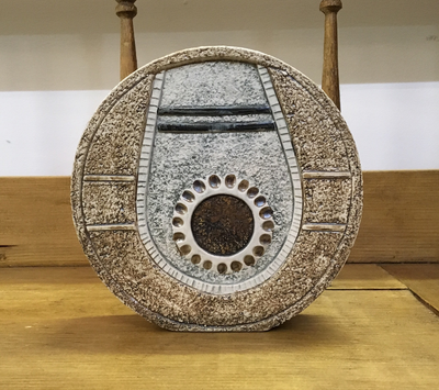 Troika Large Wheel Vase- Signed by Linda Hazel. Circa early 70s