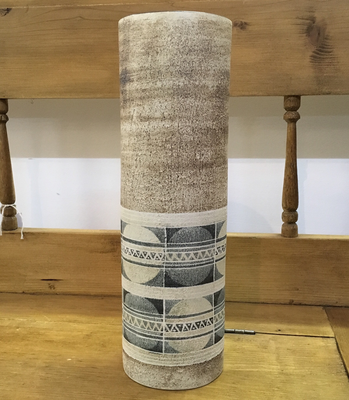Troika Very Large Cylinder Vase-signed Louise Jinks-Circa late 70- 37cm high