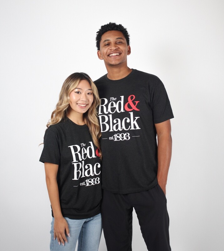 Red and Black Black Logo Tee