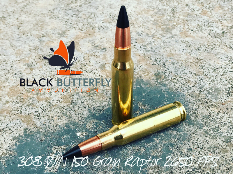 Black Butterfly Ammunition Premium, .308/7.62x51mm, 150 gr., 5 Rounds, Extended Range Copper "Raptor" (2650 AMV) Sample  Pack