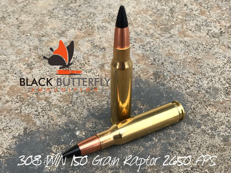 Black Butterfly Ammunition Premium, .308/7.62x51mm, 150 gr., 20 Rounds, Extended Range Copper "Raptor" (2650 AMV)