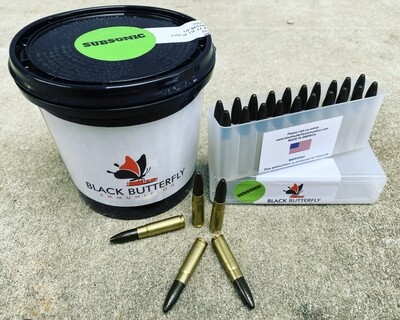 Black Butterfly Ammunition, SUGAR AND SPICE SET, .300 AAC Blackout, 220 gr, 100 Rounds, Hi-Tek &quot;CANNON BALL&quot;