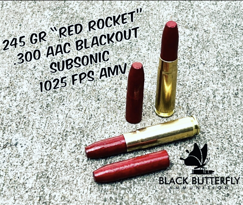 Black Butterfly Ammunition Target, .300 AAC Blackout, 245 gr, 20 Rounds, Hi-Tek "RED ROCKET", 1:7 Twist or Faster **LIMIT 5**