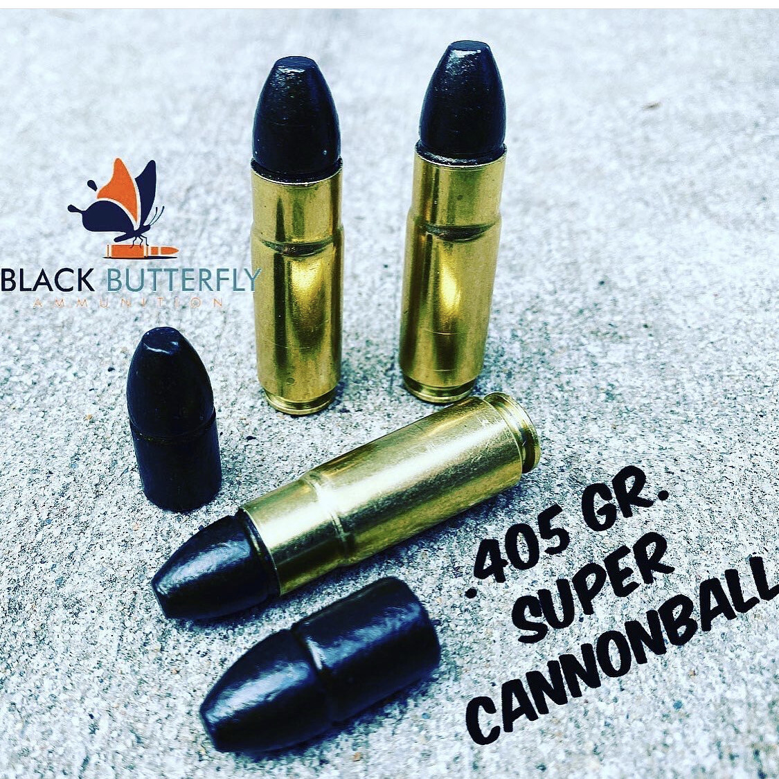 Black Butterfly Ammunition Premium, .458 SOCOM, 405 gr, 20 Rounds, Hi-Tek Coated Lead "SUPER CANNONBALL"