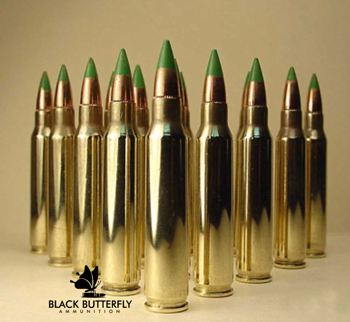 Black Butterfly Ammunition, Lake City Military Grade, 5.56x45mm NATO, 62 gr., 500 Rounds, M855, FMJ Green Tip "THE PENETRATOR" Bulk Bag