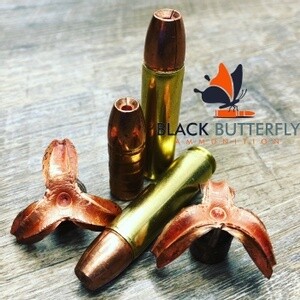 Black Butterfly Ammunition Premium, .450 BUSHMASTER, 425 gr, 20 Rounds, Maker Expanding Copper, SUBSONIC "BUZZ SAW" (for 1/16 Twists)