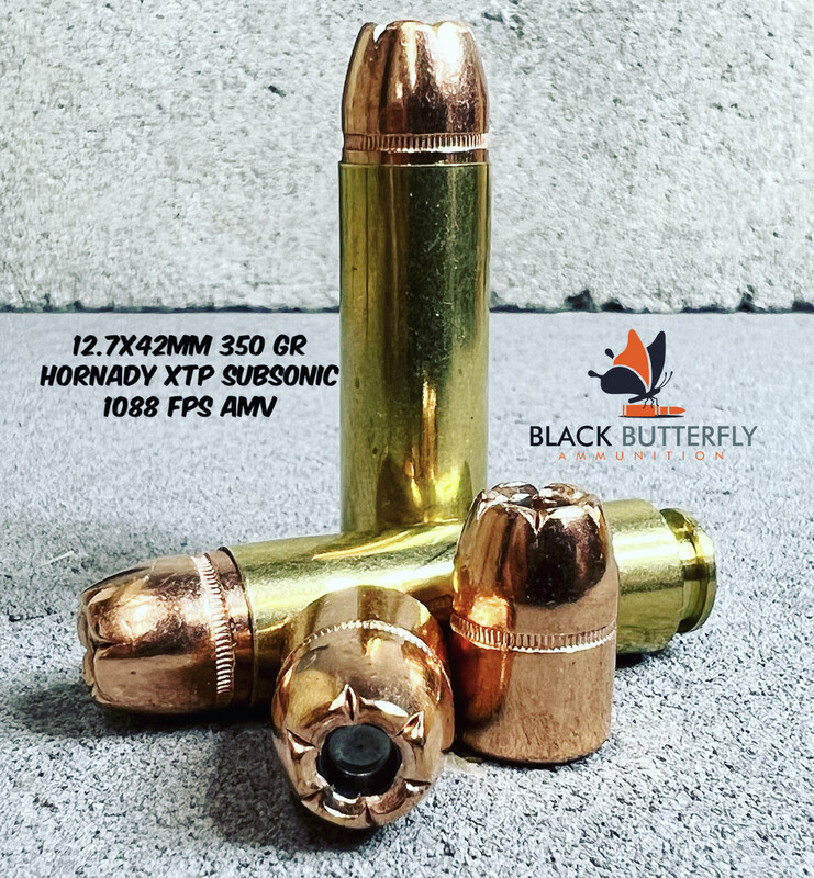 Black Butterfly Ammunition Premium, BIG BORE, 12.7x42mm, 350 gr, 20 Rounds, Hornady XTP SUBSONIC