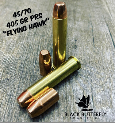 Black Butterfly Ammunition Target, 45-70 Government, 405 gr, 20 Rounds, PRS "Flying Hawk", in Berry Box
