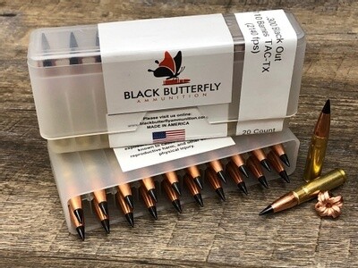 Black Butterfly Ammunition Premium, .300 AAC Blackout, 110 gr, 10 Rounds, Barnes TAC-TX (SAMPLE PACK)