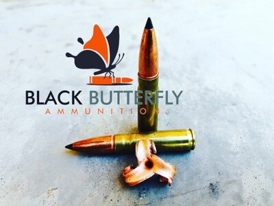 Black Butterfly Ammunition Premium, .300 AAC Blackout, 125 gr, 100 Rounds, Maker Expanding Copper &quot;BIG FAT BOAR TOOTH&quot;
