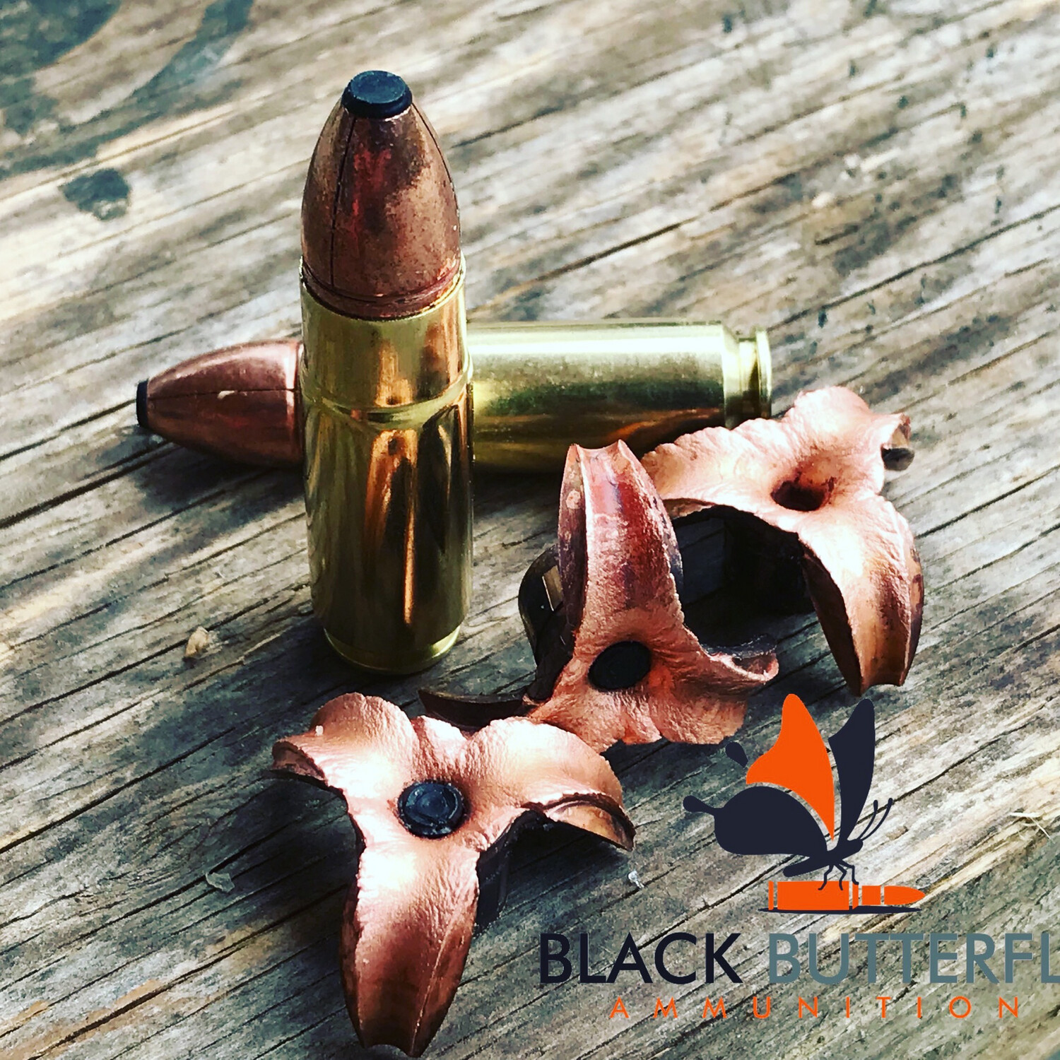 Black Butterfly Ammunition Premium, .458 SOCOM, 300 gr, 5 Rounds, Maker Expanding Copper - BLACK FLAT TIP (SAMPLE PACK)
