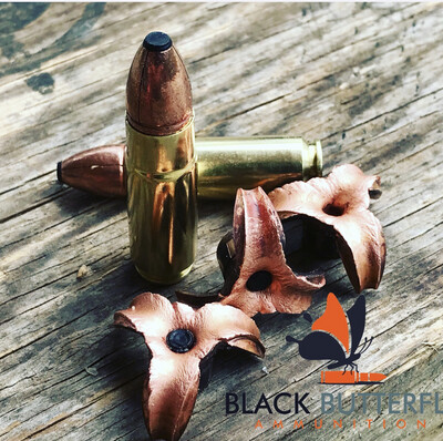 Black Butterfly Ammunition Premium, .458 SOCOM, 300 gr, 20 Rounds, Maker Expanding Copper - BLACK FLAT TIP