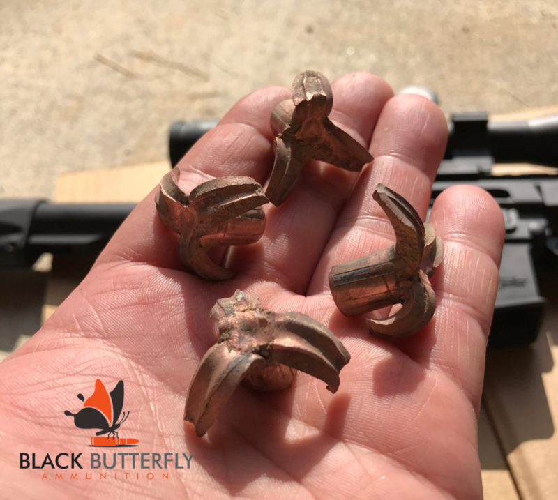 Black Butterfly Ammunition Premium, .458 SOCOM, 400 gr, 5 Rounds, Maker Expanding Copper High Velocity &quot;TURBO SAW&quot; (SAMPLE PACK)
