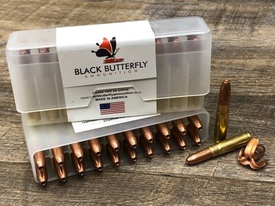 Black Butterfly Ammunition Premium, .300 AAC Blackout, 200 gr, 100 Rounds, Maker Expanding Copper &quot;BUZZ SAW&quot; SUBSONIC, Dump Box