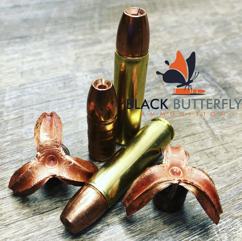 Black Butterfly Ammunition Premium, .450 BUSHMASTER, 350 gr, 5 Rounds, Maker Expanding Copper, SUBSONIC "BUZZ SAW" (for 1/24 Twists) (SAMPLE PACK)