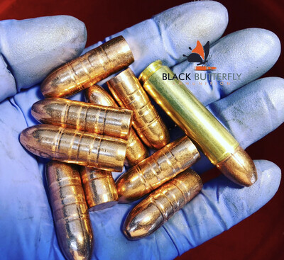Black Butterfly Ammunition Premium, .450 BUSHMASTER, 425 gr, 5 Rounds, Maker Expanding Copper, SUBSONIC "BUZZ SAW" (for 1/16 Twists)