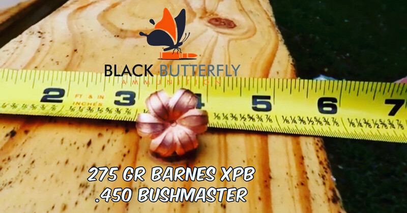 Black Butterfly Ammunition Premium, .450 BUSHMASTER, 275 gr, 20 Rounds, Barnes XPB REDUCED RECOIL FOR BOLT ACTION