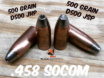 Black Butterfly Ammunition Premium D-Series, .458 SOCOM, 500 gr, 20 Count, D500 HAWK JHP **RELOADING PROJECTILES ONLY**