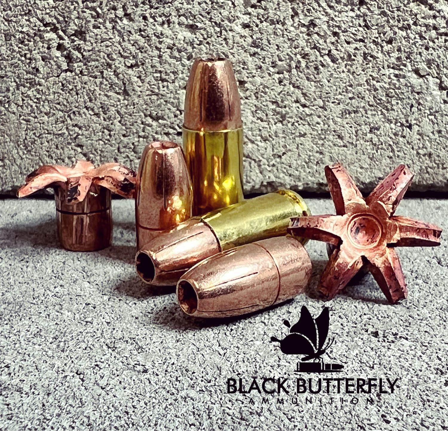 Black Butterfly Ammunition, Premium Self Defense Ammunition, 9mm Luger, 123 gr +P TCX (Total Copper Expanding) Solid Copper Self Defense Ammunition , 50 Rounds