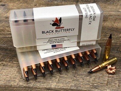 Black Butterfly Ammunition Premium, .300 AAC Blackout, 110 gr, 20 Rounds, Barnes TAC-TX, in Berry Box