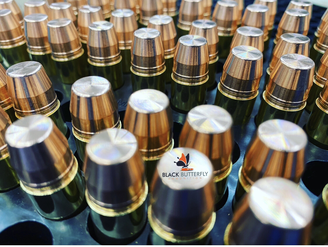 Black Butterfly Ammunition Premium, .500 S&amp;W MAG, 400 gr, 5 Rounds, Cutting Edge Bullets Solid, HIGH VELOCITY SELF DEFENSE "SLEDGE HAMMER" (SAMPLE PACK)