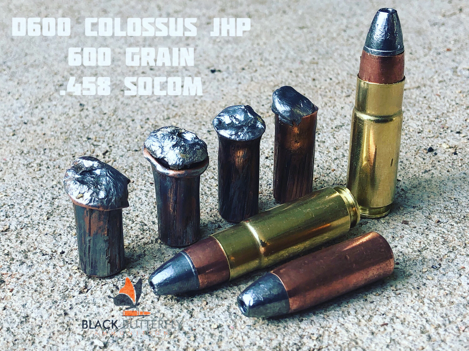 Black Butterfly Ammunition Premium D-Series, .458 SOCOM, 600 gr, 20 Count, D600 HAWK JHP "COLOSSUS" **RELOADING PROJECTILES ONLY**