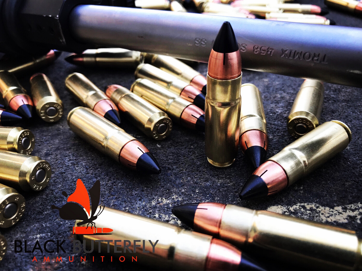 Black Butterfly Ammunition Premium, .458 SOCOM, 265 gr, 20 Rounds, Cutting Edge FB Copper "RAPTOR", In Berry Box