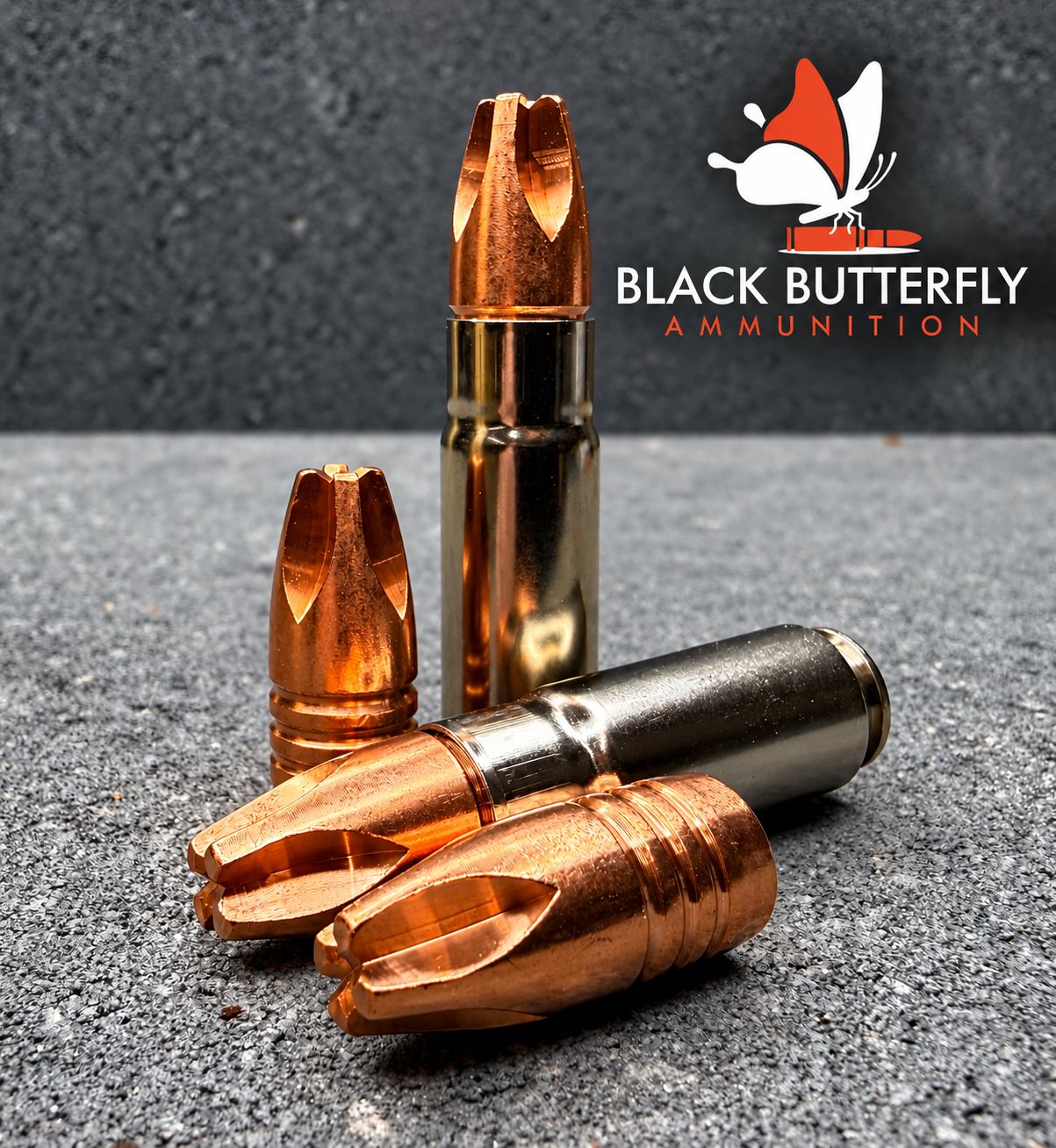 Black Butterfly Ammunition Premium, .458 SOCOM, 302 gr, 20 Rounds, Lehigh Defense Extreme Penetrator Copper, Nickel, in Berry Box