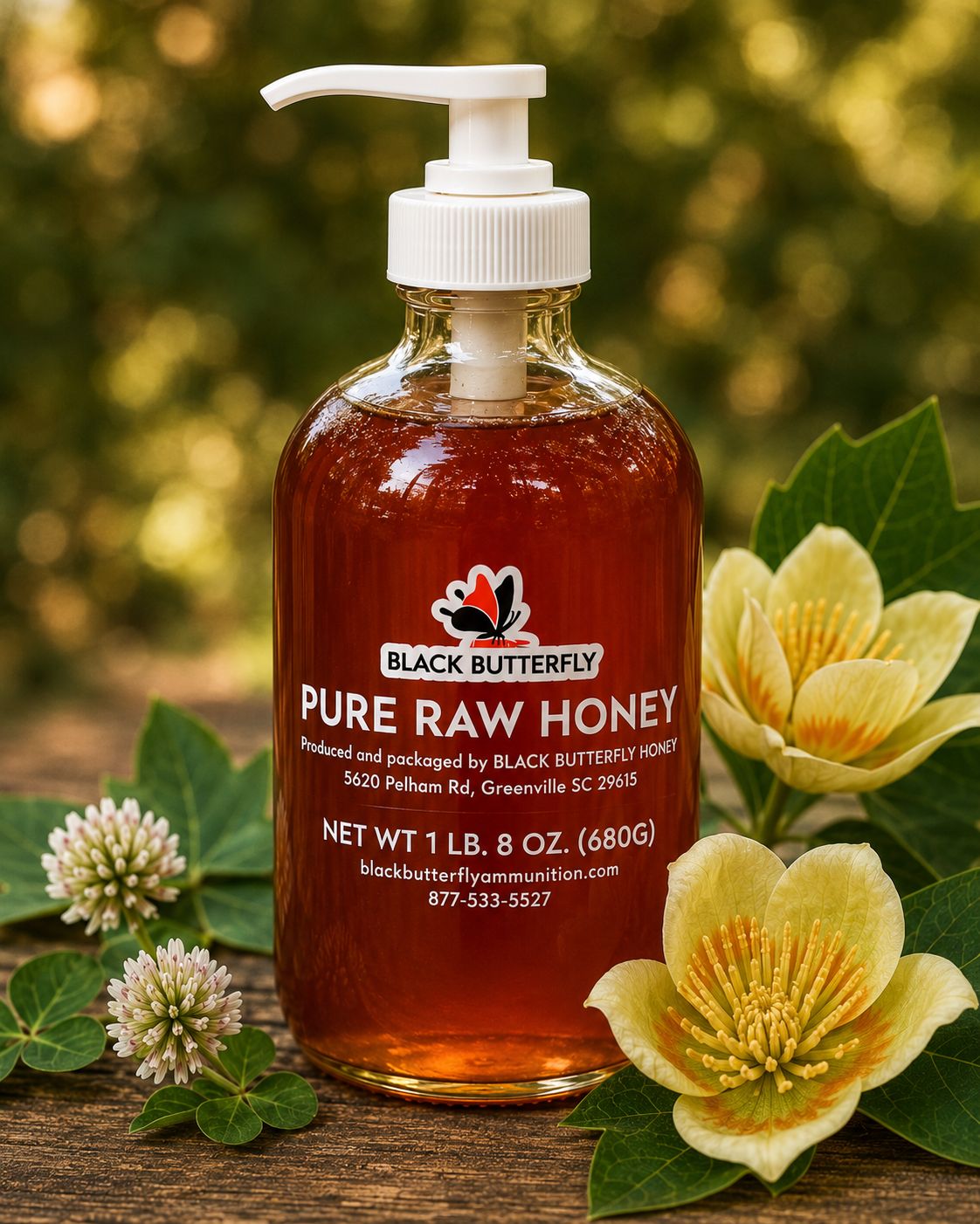 Black Butterfly Honey, Pure Raw Spring Wildflower Honey, South Carolina Honey (1 lb. 8 oz.) PUMPER POUNDER JUG