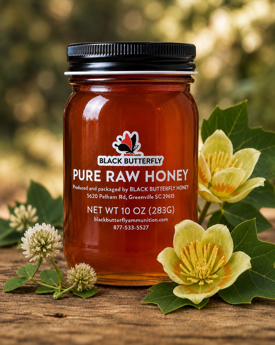 Black Butterfly Honey, Pure Raw Spring Wildflower Honey, South Carolina Honey (10 oz.)