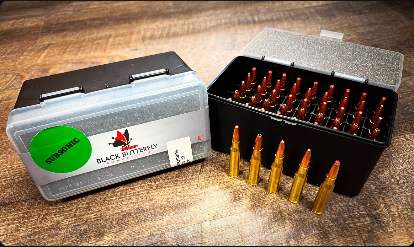 Black Butterfly Ammunition Premium, .308 WIN/7.62x51mm, 50 Rounds, SUBSONIC SAMPLER BOX,  for 1:10 Twist 20" Rifles