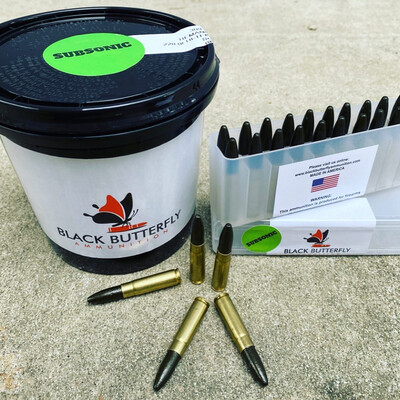 Black Butterfly Ammunition, .300 AAC Blackout, 220 gr, 10 Rounds, Hi-Tek "CANNON BALL" (SAMPLE PACK) Black Butterfly Ammunition, .300 AAC Blackout, 220 gr, 10 Rounds, Hi-Tek "CANNON BALL" (SAMPLE PACK)
