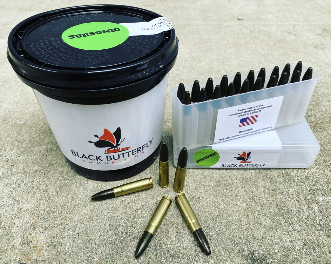 Black Butterfly Ammunition, SUGAR AND SPICE SET, .300 AAC Blackout, 220 gr, 100 Rounds, Hi-Tek "CANNON BALL"