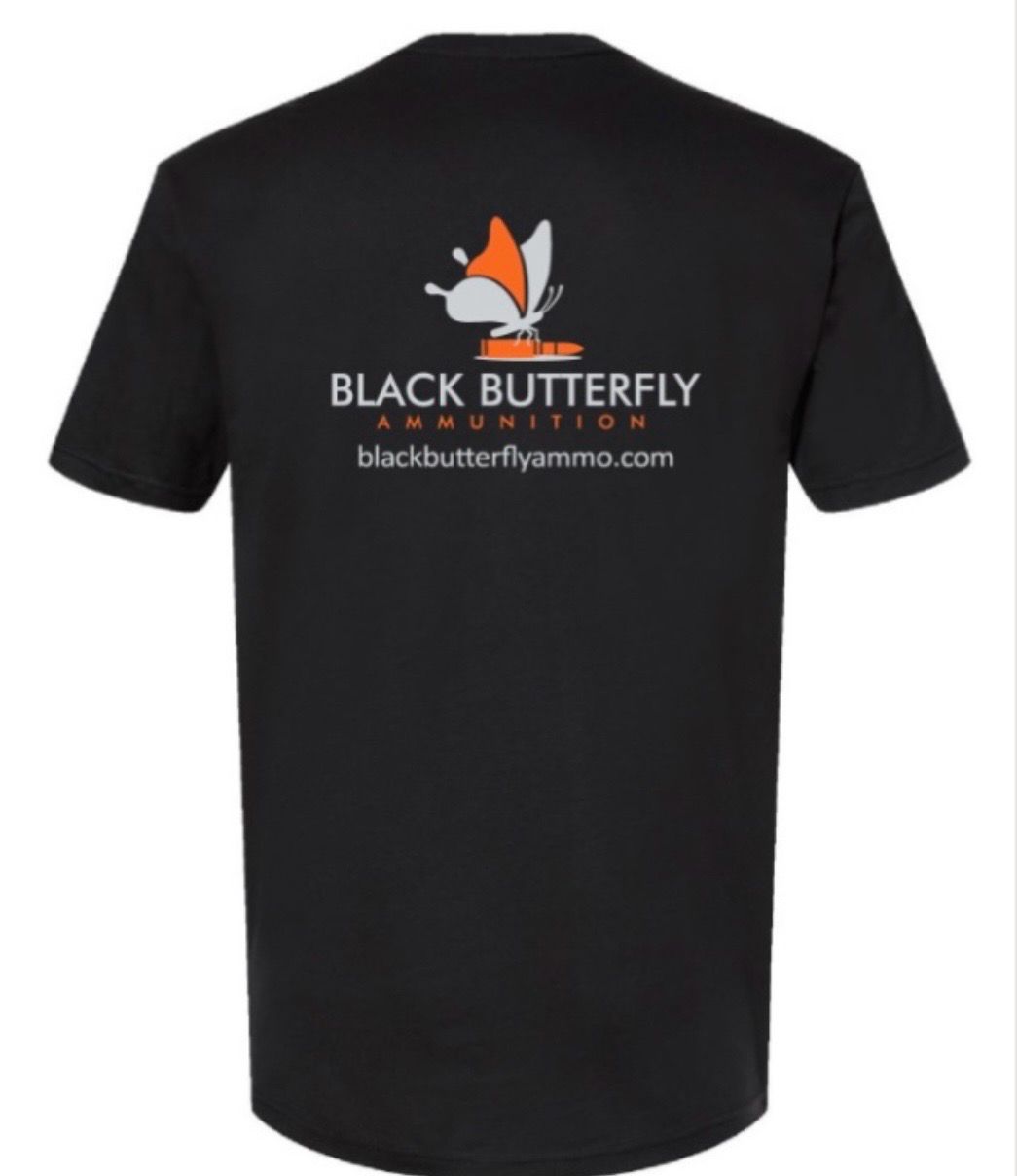 Black Butterfly Ammo Logo T-Shirt, Black, Colored Logo, L