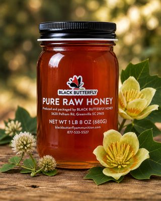 Black Butterfly Honey, Pure Raw Spring Wildflower Honey, South Carolina Honey (1 lb. 8 oz.)