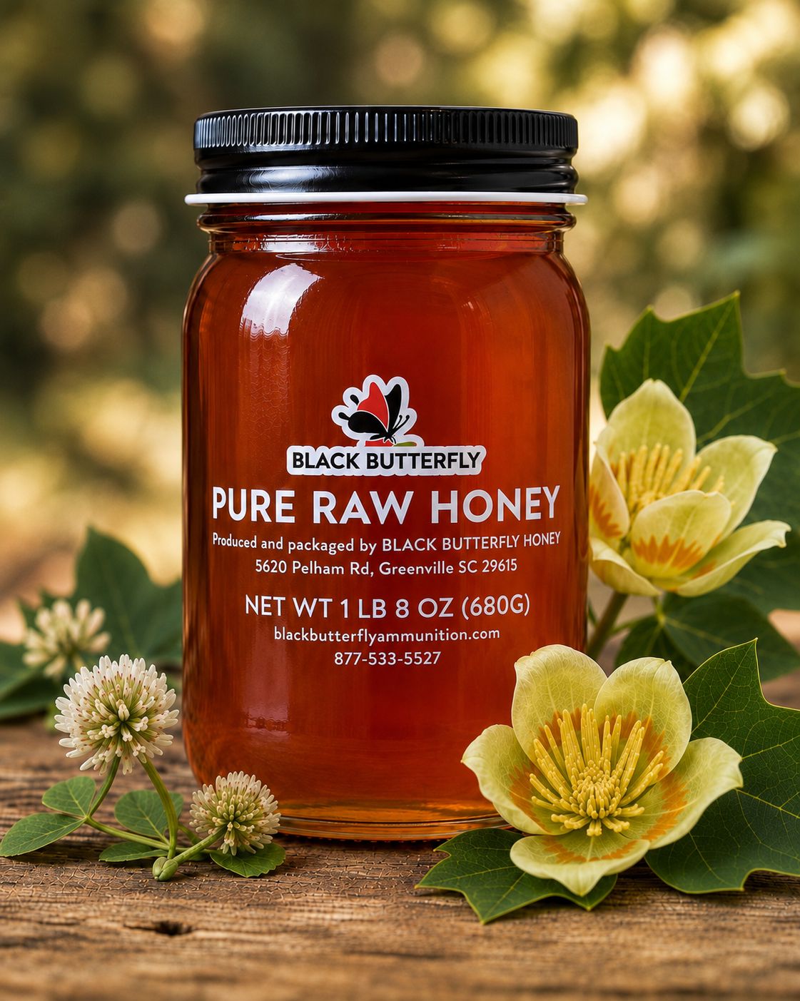 Black Butterfly Honey, Pure Raw Spring Wildflower Honey, South Carolina Honey (1 lb. 8 oz.)