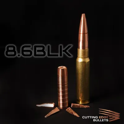 Black Butterfly Ammunition Premium, 8.6 Blackout, 305 gr, 5 Rounds, Cutting Edge Flat Base Maximus Fractura, "SUBSONIC-FRACTURING" (SAMPLE PACK)