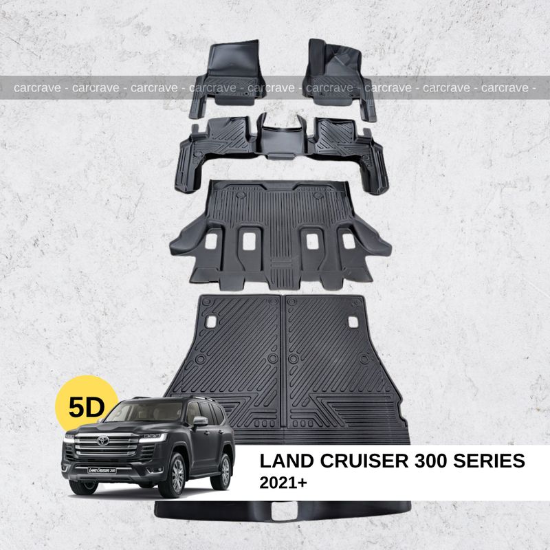 5D Floor Mats for Land Cruiser 300 series (7 seater with trunk)