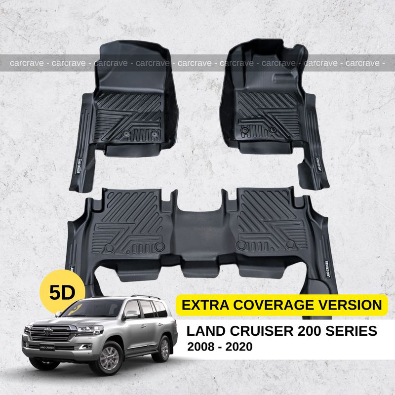 5D Floor Mats for Land Cruiser 200 series - 5 seater (Extra Coverage)