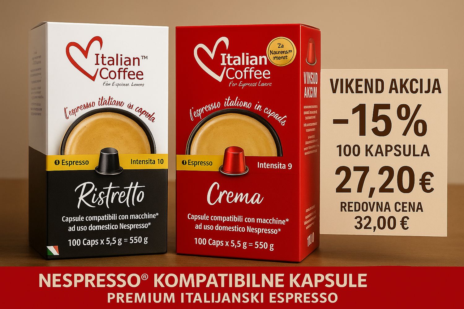 Vikend akcija nespresso kapsula -27.20 eura 100 kapsula