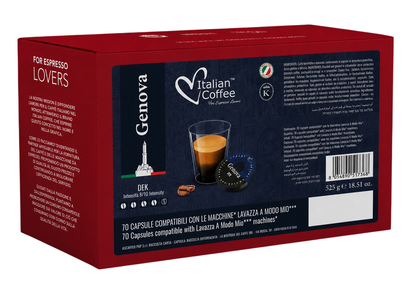 Italian Coffee Genova DEK – Bezkofeinske kapsule za A Modo Mio aparate