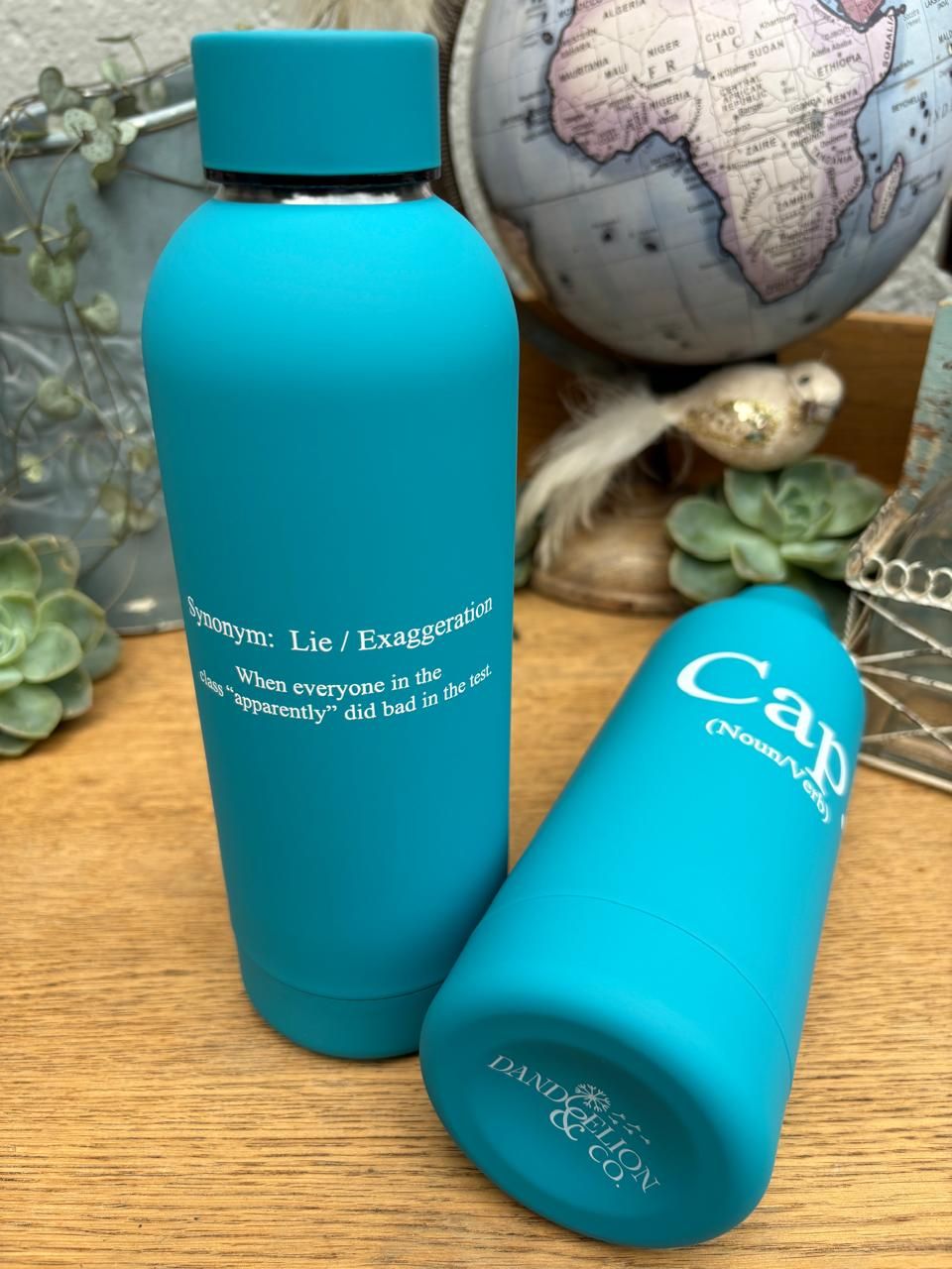 500ml Stainless Steel Water Bottle - Teal: Cap.