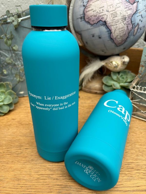 500ml Stainless Steel Water Bottle - Teal: Cap.
