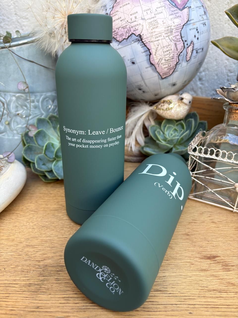 500ml Stainless Steel Water Bottle - Camo Green: Dip.