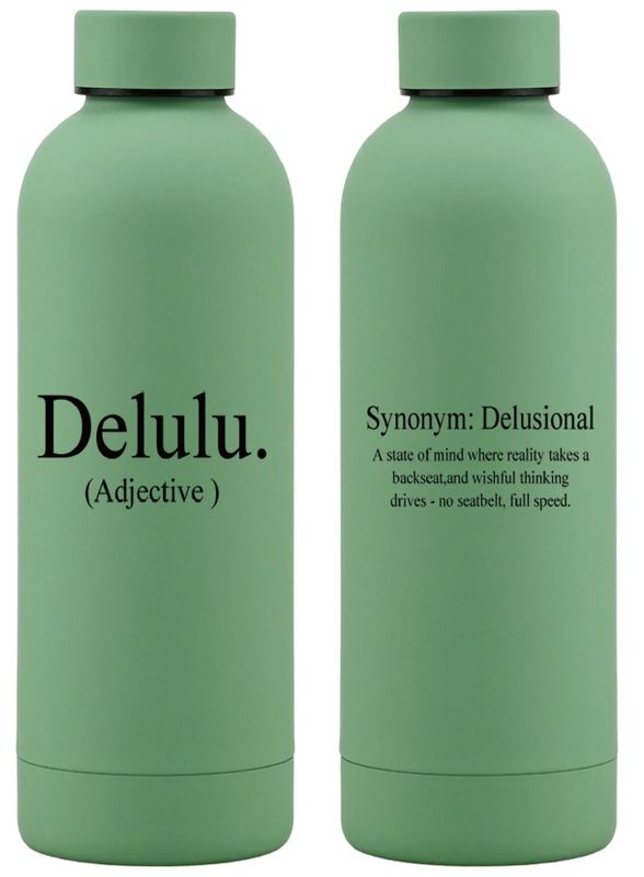 500ml Stainless Steel Water Bottle - Sage Green: Delulu.