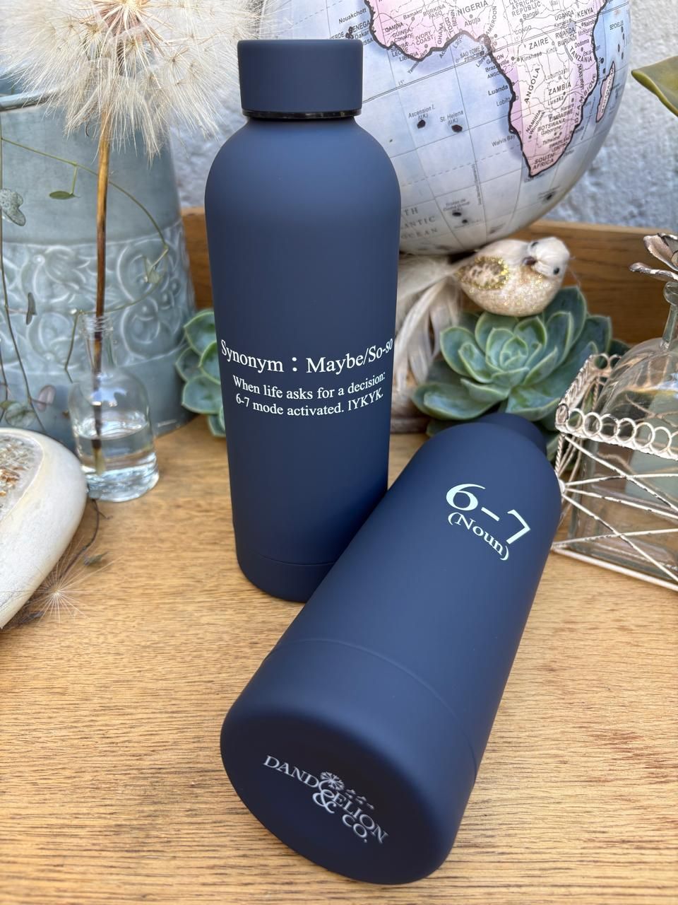 500ml Stainless Steel Water Bottle - Navy Blue: 6-7.