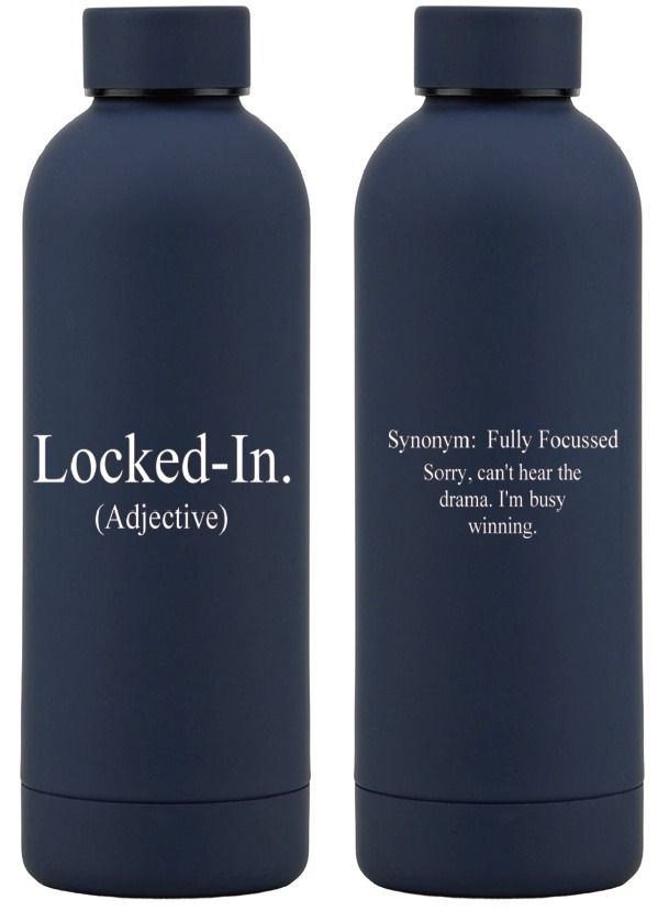 500ml Stainless Steel Water Bottle - Navy: Locked In.