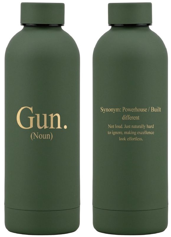 500ml Stainless Steel Water Bottle - Camo Green: GUN.