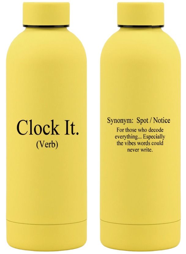 500ml Stainless Steel Water Bottle - Happy Yellow - Clock it.