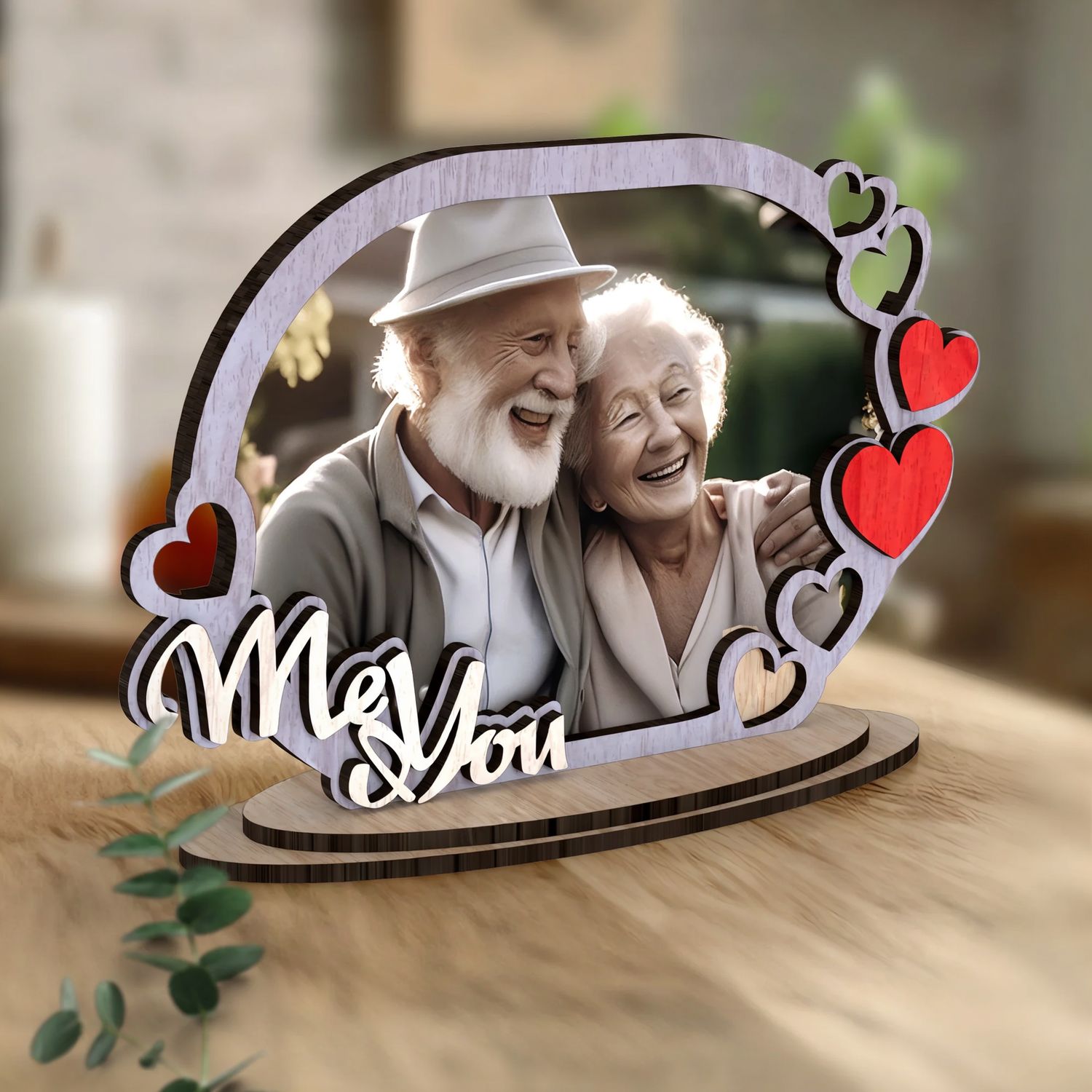 Personalized Wooden Heart Photo Frame - Custom Laser Cut Love Frame - Anniversary Gift - Valentine's Day Decor - Wedding Keepsake